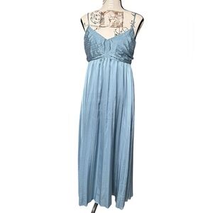 By The River soft aqua blue pleated maxi dress size large